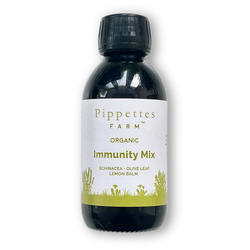 dark glass medicine bottle of immunity mix