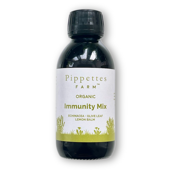 dark glass medicine bottle of immunity mix